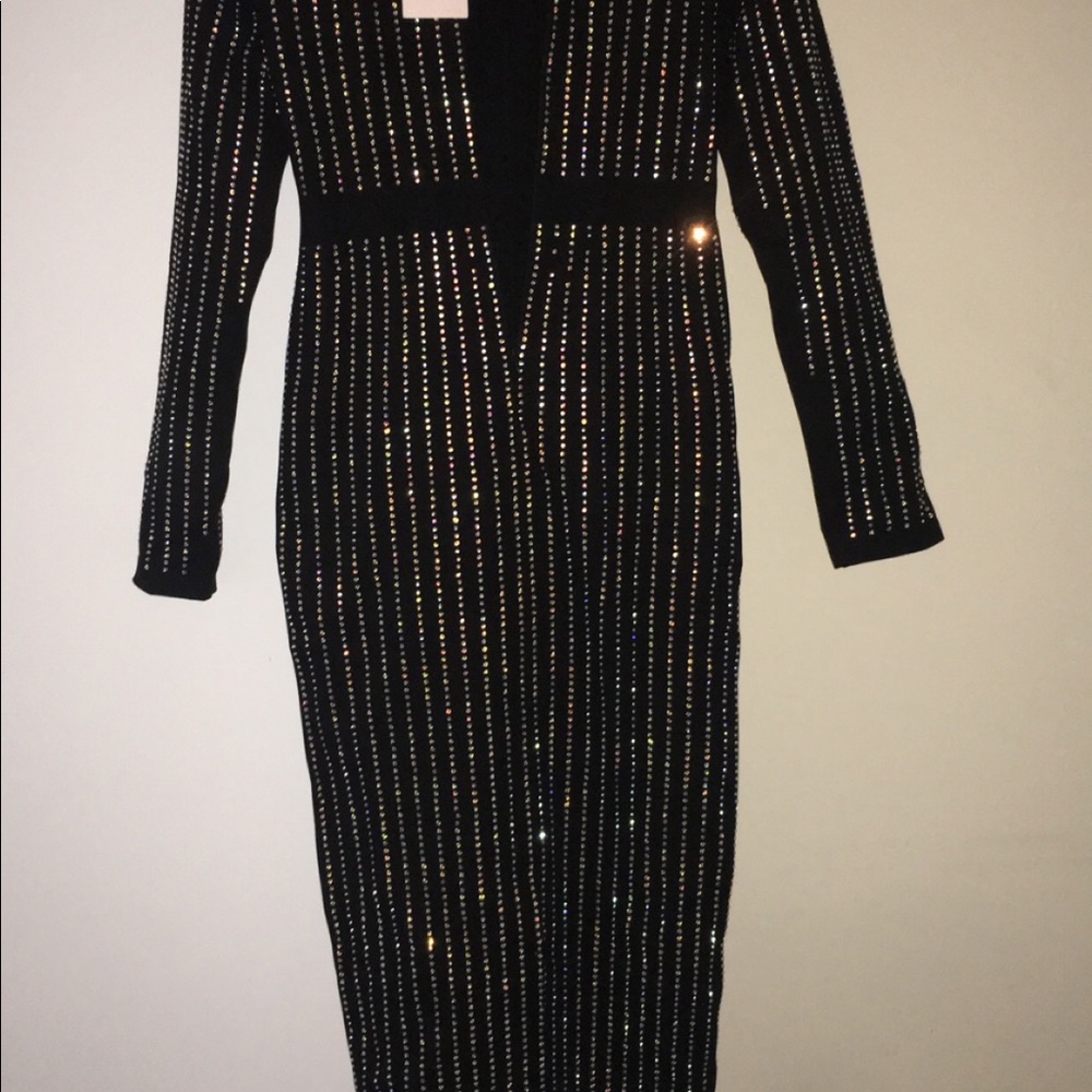 Midi crystal embellished dress.